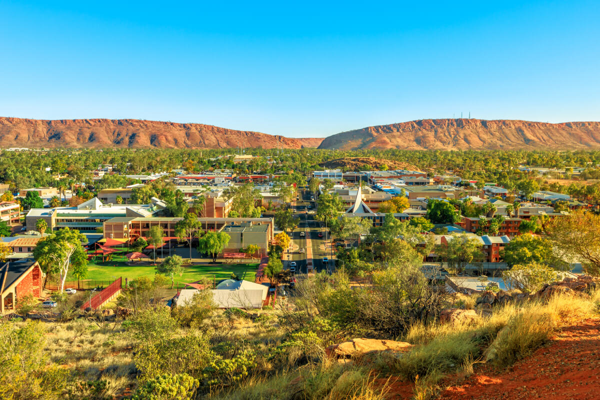 Aerial view of Alice Springs skyline